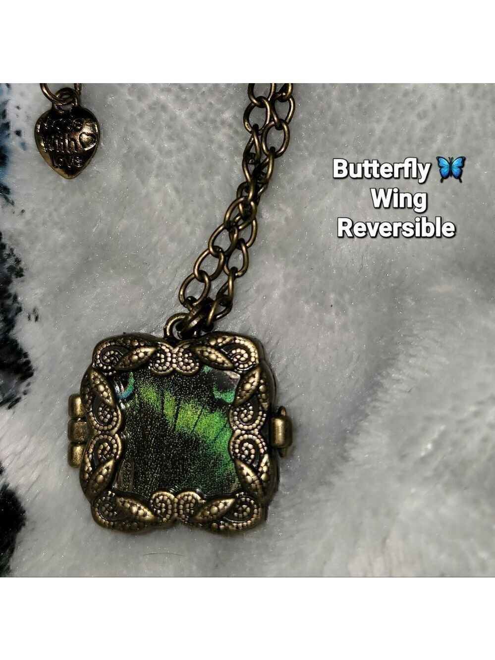 Butterfly Wings Necklace Reversible Pendant Copper #N29